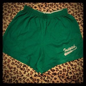 NWOT Fast pitch themed hunter green shorts